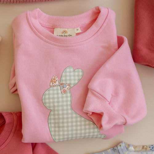 Applique Bunny Crewneck Sweatshirt